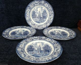 Set Of 4 Staffordshire Liberty Blue 9.  75 " Dinner Plates - Immaculate