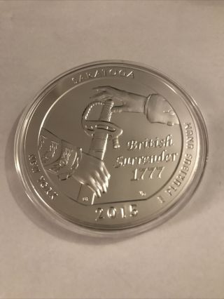 2015 U.  S.  America The Saratoga 5 Oz.  Silver Gem Bu Coin