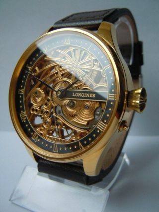 Vintage Gold Skeleton Wrist Watch 1914 Mechanical Longines Swiss Movement