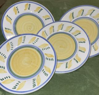 Williams - Sonoma Tournesol Set Of 4 - 9 3/4 " Salad Plates Hand Painted In Italy