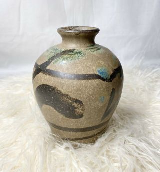 Vintage Stoneware Studio Art Pottery Bud Vase Salt Glazed Hand Made Signed