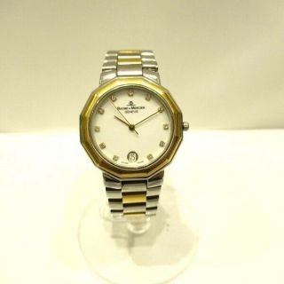 Baume & Mercier Riviera 5131.  3 Men ' s Quartz Watch Diamond Dial White 18k Gold 2