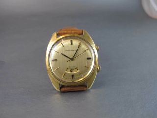 Girard Perregaux Mens Vintage Gold Plated Alarm Watch Gold Dial Beauty