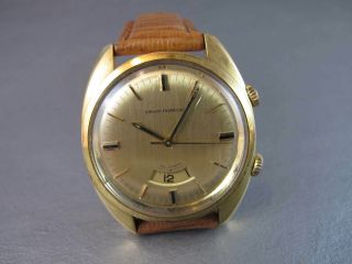 GIRARD PERREGAUX MENS VINTAGE GOLD PLATED ALARM WATCH GOLD DIAL BEAUTY 3