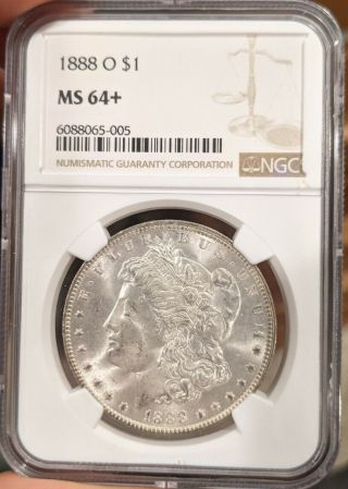 1888 - O Morgan Silver Dollar Ngc Ms64,  Blast White Reverse Toning Pq,  Coin