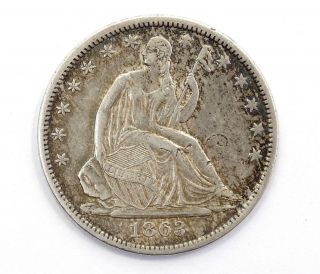 Au Details 1863 S Seated Liberty Half Dollar 50c 900 Silver Coin " G " Initial
