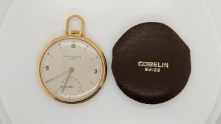 1954 Patek Philippe 726 18k Yellow Gold Open Face Pocket Watch & Chain - 45mm