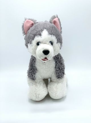 Build A Bear Promise Pets Husky Dog W/collar & Blue Eyes Stuffed Plush 14