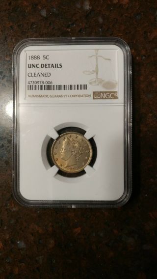 1888 Liberty Head V Nickel 5 Cents Unc Details - Ngc