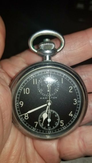 Vintage 1942 Hamilton Wwii Chronograph Watch Type D Model 23 19 Jewels