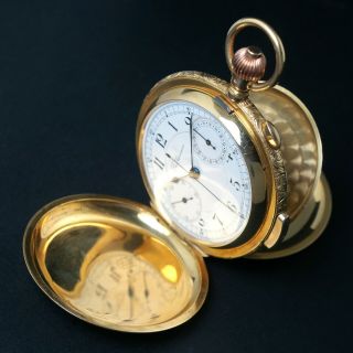 La Silencieuse 18K Solid Gold Minute Repeating Chronograph Pocket Watch 6