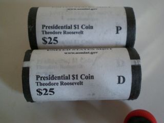2013 P&d 2 Roll Set Theodore Roosevelt (50 Presidential $1.  Coins)