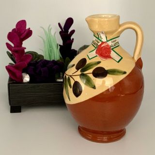 Italy Pottery Olive Oil Bottle Hand Painted With Frantoio Galantino Wax Seal
