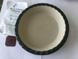 Home And Garden Party Bakeware Stoneware Green Pie Plate Deep Dish Baking Pan