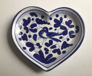 Mario Sambuco Pottery Deruta Italy Heart Shaped Blue & White Small Trinket Dish