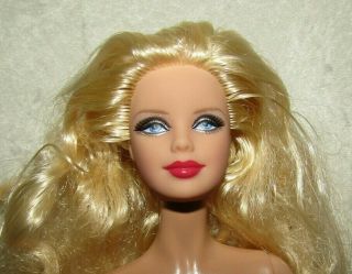 Nude Barbie 2013 Holiday Model Muse Blonde Blue Eyes Red Lips Fingernails Euc