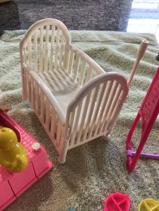 Mattel Chelsea Barbie Bathtub,  Crib,  High Chair,  Dresses and Accessories 3