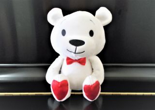 Polar Bear Plush Hallmark Red Hearts Feet Paws Bow Stuffed Animal Valentine
