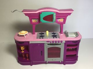 2008 Barbie Doll My Dream House Glam Pink Kitchen Furniture Stove Sink Picture