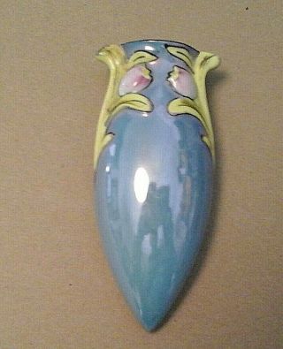 Art Nouveau Opalescent Hand Painted Made In Japan Pottery Wall Pocket Vase