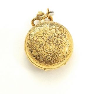 Belair Very Ornate Wind Up Ladies Pocket Watch Pendant Gold Plated 10 Micron