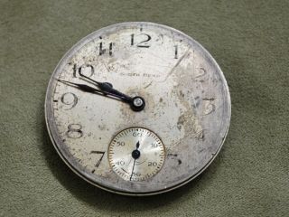 Vintage 1924 South Bend 211 16 Size 17j Pocket Watch Movement - - For Repair /parts