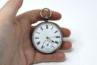 Antique Victorian Sterling Silver 935 Key Wind Mens Pocket Watch 94g 28729
