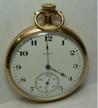 1921 Elgin Open Face 12s 7 Jewel Grade 303 Pocket Watch