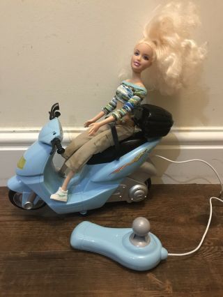 Barbie Light Blue Vespa Remote Control Scooter With Barbie Doll