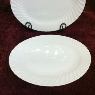 2 oval Sheffield Bone White Swirl China Oval Serving Platter 2