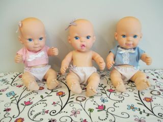 Triplets Set Of Three Adorable All Vinyl Baby Dolls By Mattel,  1992