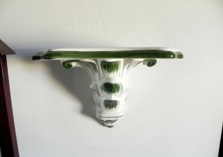 Zanolli Porcelain Wall Sconce Shelf Green White Hand Painted Italy