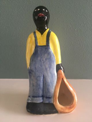 Shearwater Pottery Folk Art Man With Bag Figurine Signed & Dated