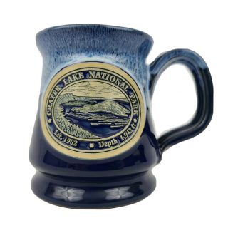 Deneen Coffee Mug Crater Lake National Park Blue Drip Glaze Hand Thrown Pottery