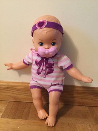 Mattel 2010 Little Mommy Baby Doll 12 " Vinyl Cloth Body Soft Toy With Pacifier