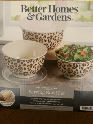 Better Homes And Garden Leopard Print Mixing Or Serving Bowls With Lids