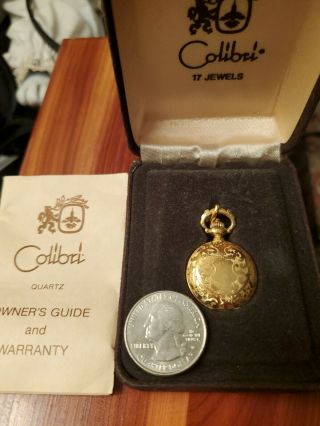 Vintage Colibri 17 Jewel Gold Filled Hunter Swiss Quartz Ladies Pocket Watch