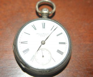 Antique Illinois Watch Company Pocket Watch - Silver Case,  Key Wind Watch