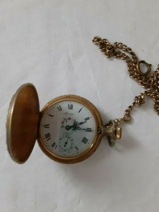 Vintage Arnex Pocket Watch,  17 Jewel,  Incabloc,  Swiss Made & Fob