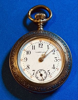 Antique Late 19th Century 800 Silver Lady Ann Fancy Pocket Watch Runs