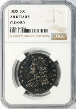 1835 Capped Bust Half Dollar 50c Ngc Au Details - Cleaned