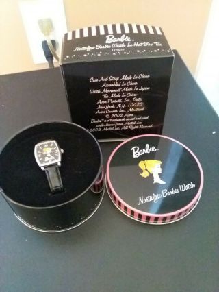 Avon 2002 Limited Edition Nostalgic Barbie Watch In Hat Box Tin