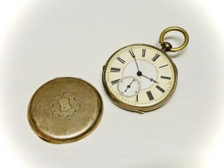 Antique G.  T Cylinder Silver Toned Pocket Watch Key Wind