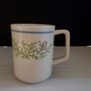 One Temper Ware By Lenox Mug Beige With Green Vines And Butterfly