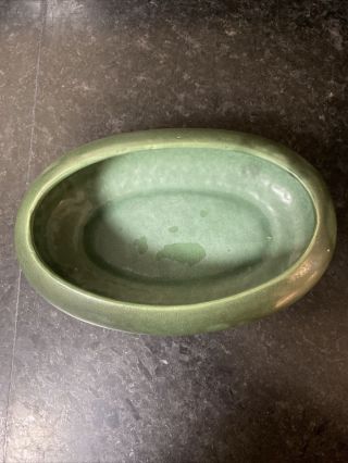 Roseville Pottery Matte Green Oval Bowl Planter Glaze 9”x 6”x 3” 2