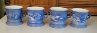 FOUR Currier and Ives Royal Soup Mugs Deep Coffee Mugs Homestead Winter Scene 2