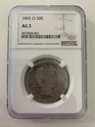 1892 O 50c Barber Half Dollar Ngc Ag 3 About Good Orleans Key Date