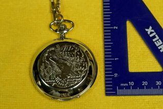 Vintage Molnija Pocket Watch - Pheasant Engraved On Front.  Leaves On Back
