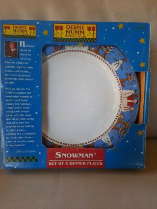 Christmas Snowman⛄️ Stoneware Dinner Plates By Debbie Mumm For Sakura Set Of 4