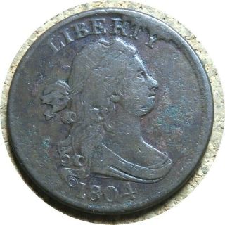Elf Draped Bust Half Cent 1804 Crosslet 4 Stems Cud At Rty